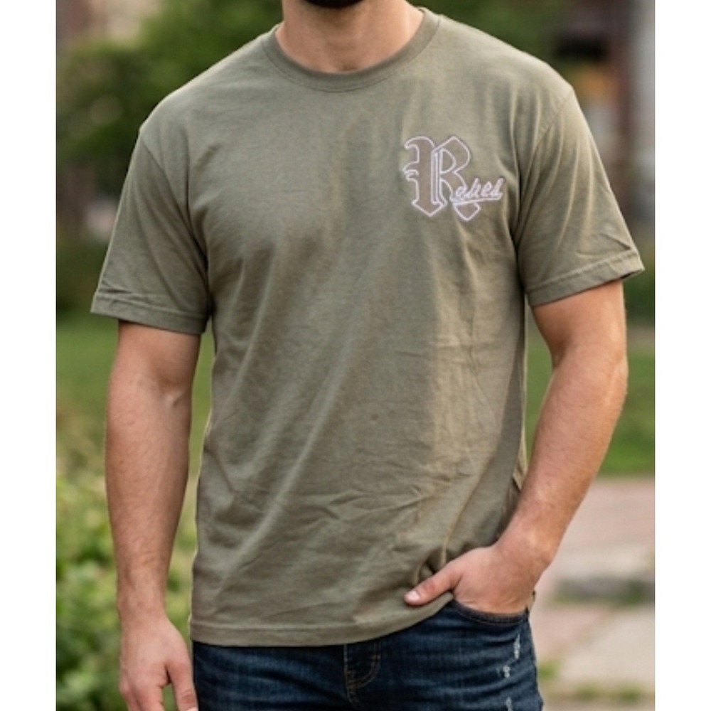 Brooklyn Cloth Rebel Embroidered T-Shirt Men's Size Medium Olive Green‎
